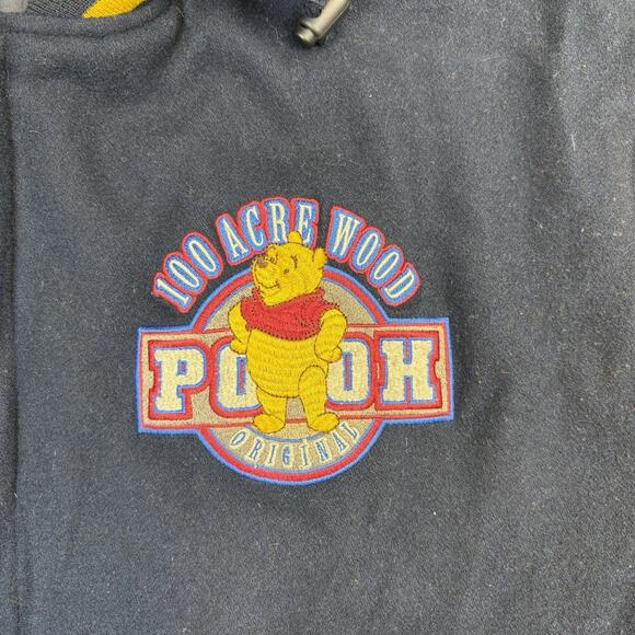 Vtg Disney Winnie The Pooh Varsity Jacket Blue Yellow Wool 100 Acre Wood - Large - Picture 6 of 13
